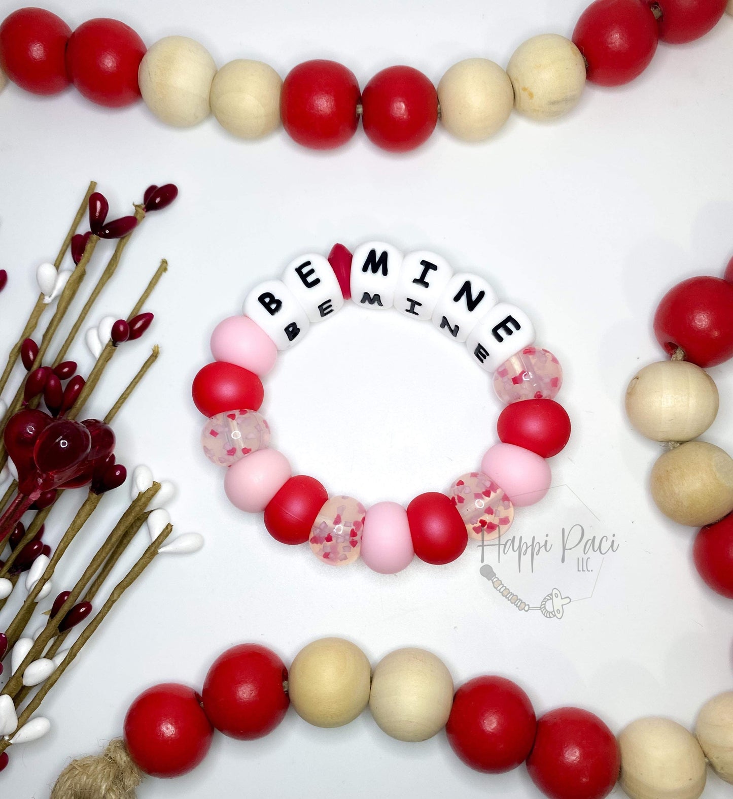 Confetti Heart Beads Printed 19mm Bead