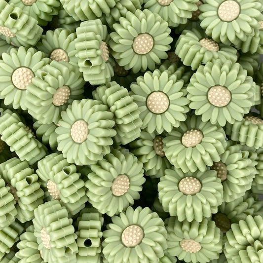 Sage Boho Flower Focal Bead
