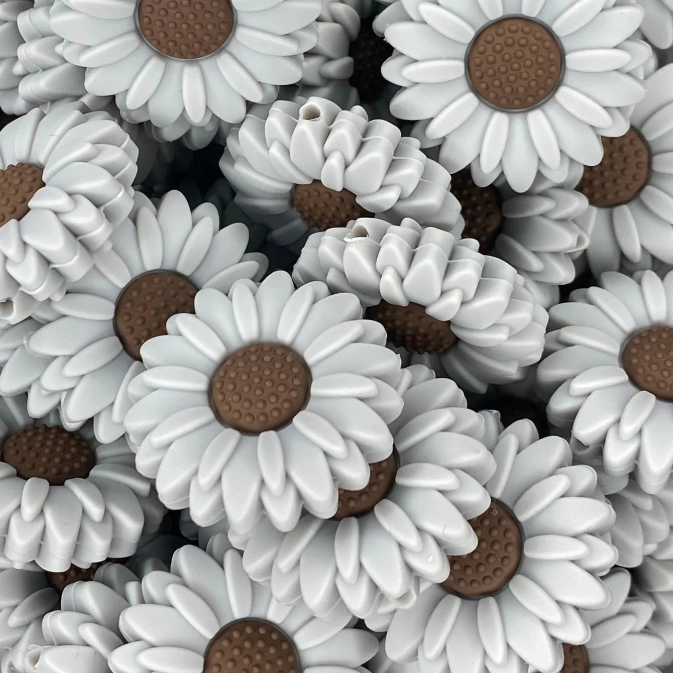 Grey Boho Flower Focal Bead