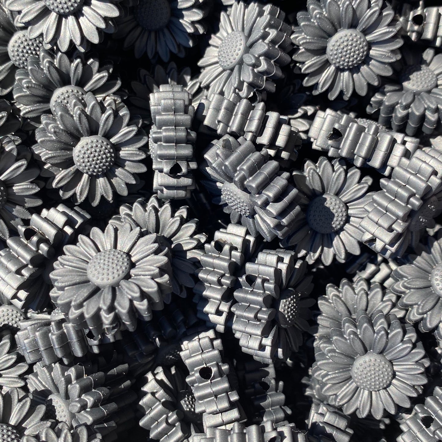 Black Boho Flower Focal Bead