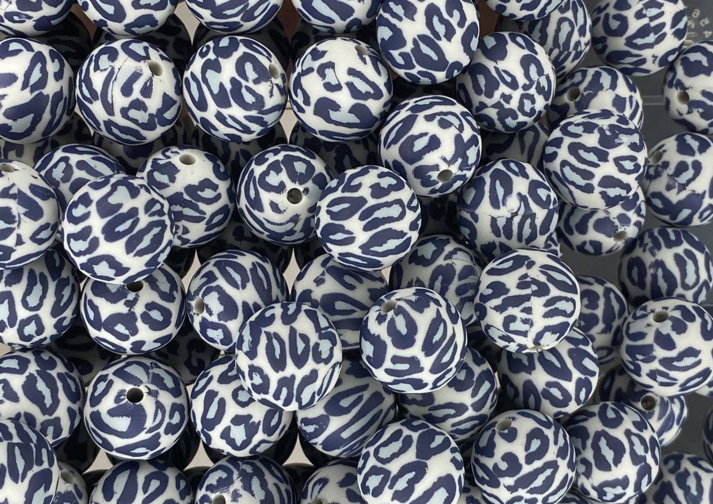 Grey Leopard Printed 12mm Bead