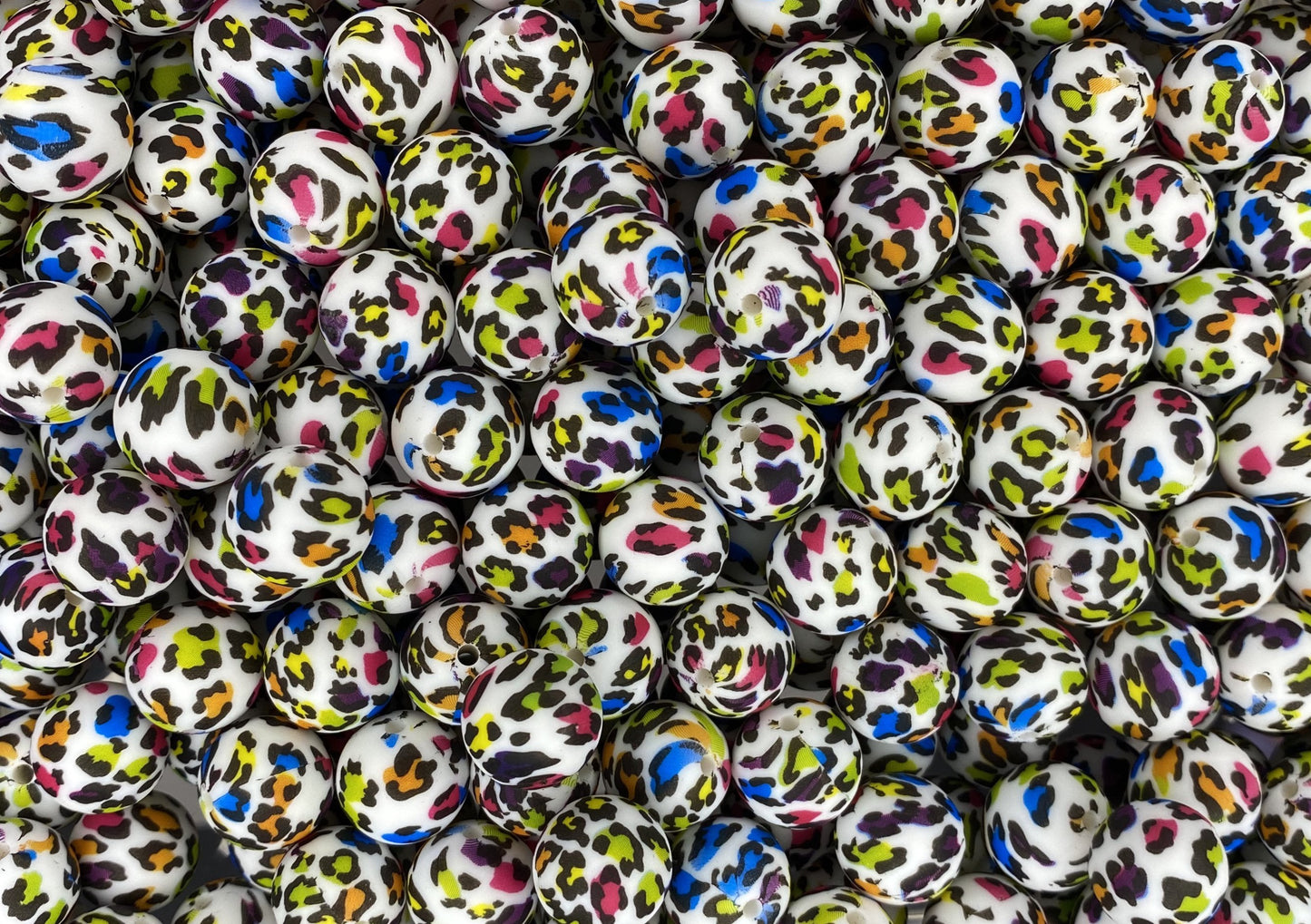 Perle colorée imprimée léopard de 12 mm