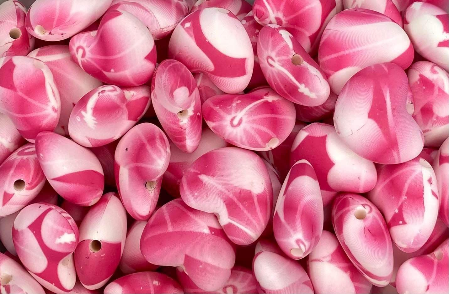 Perle focale imprimée coeur