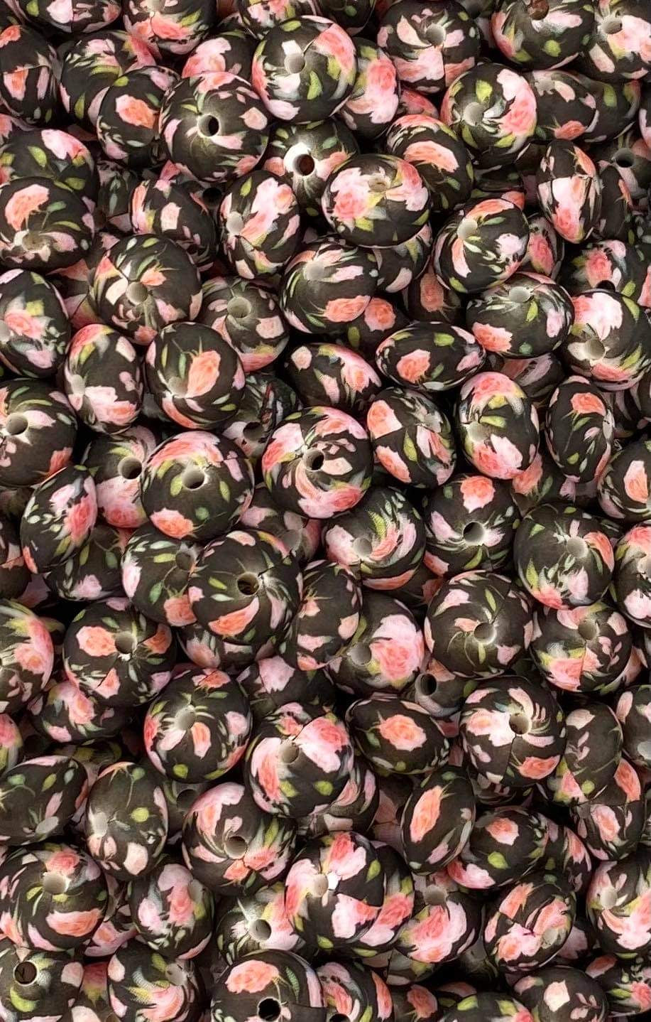 CTS Creation: Rose Black Floral Printed 12mm Lentil