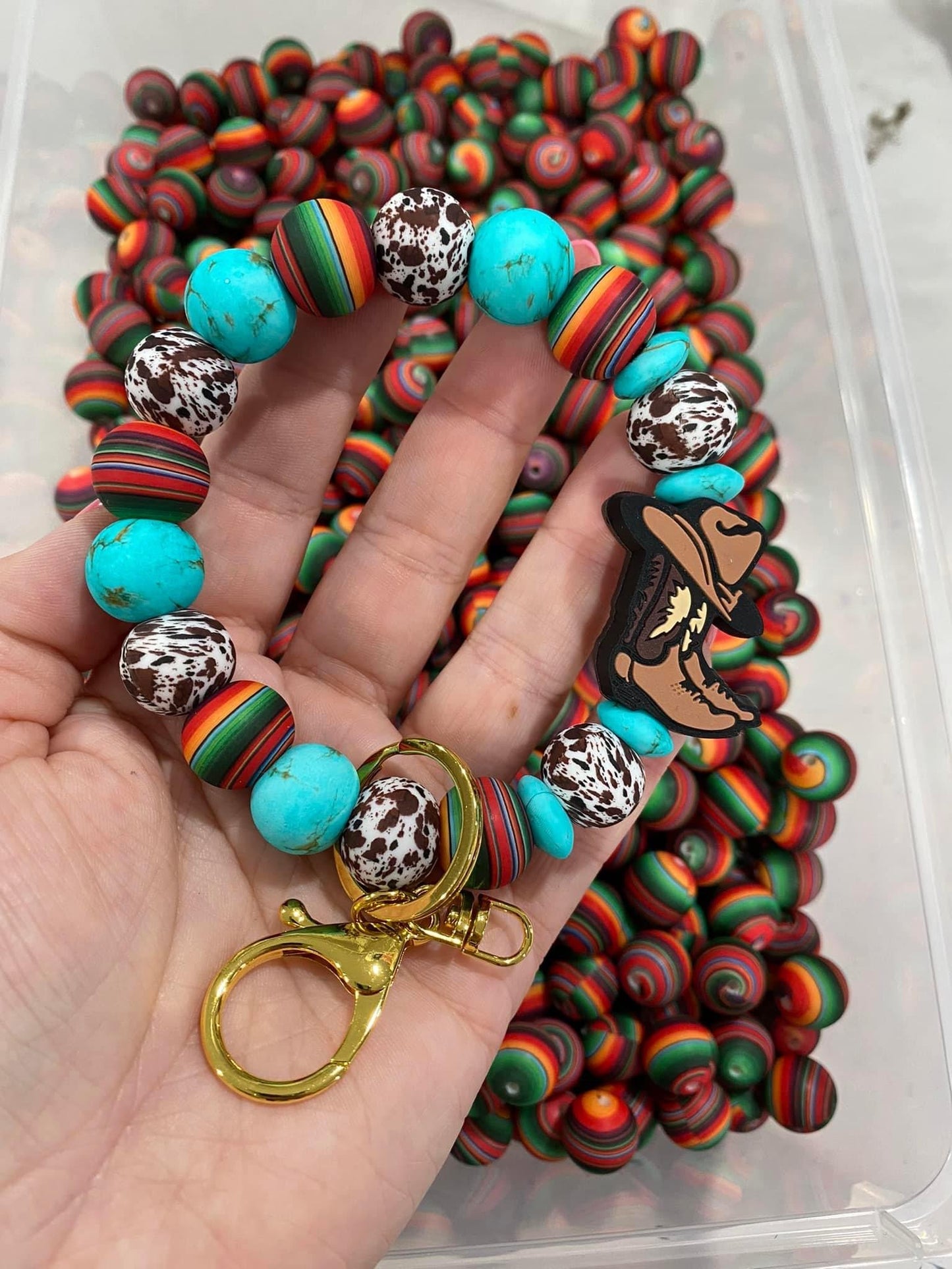 Red Serape Custom Printed 15mm Bead