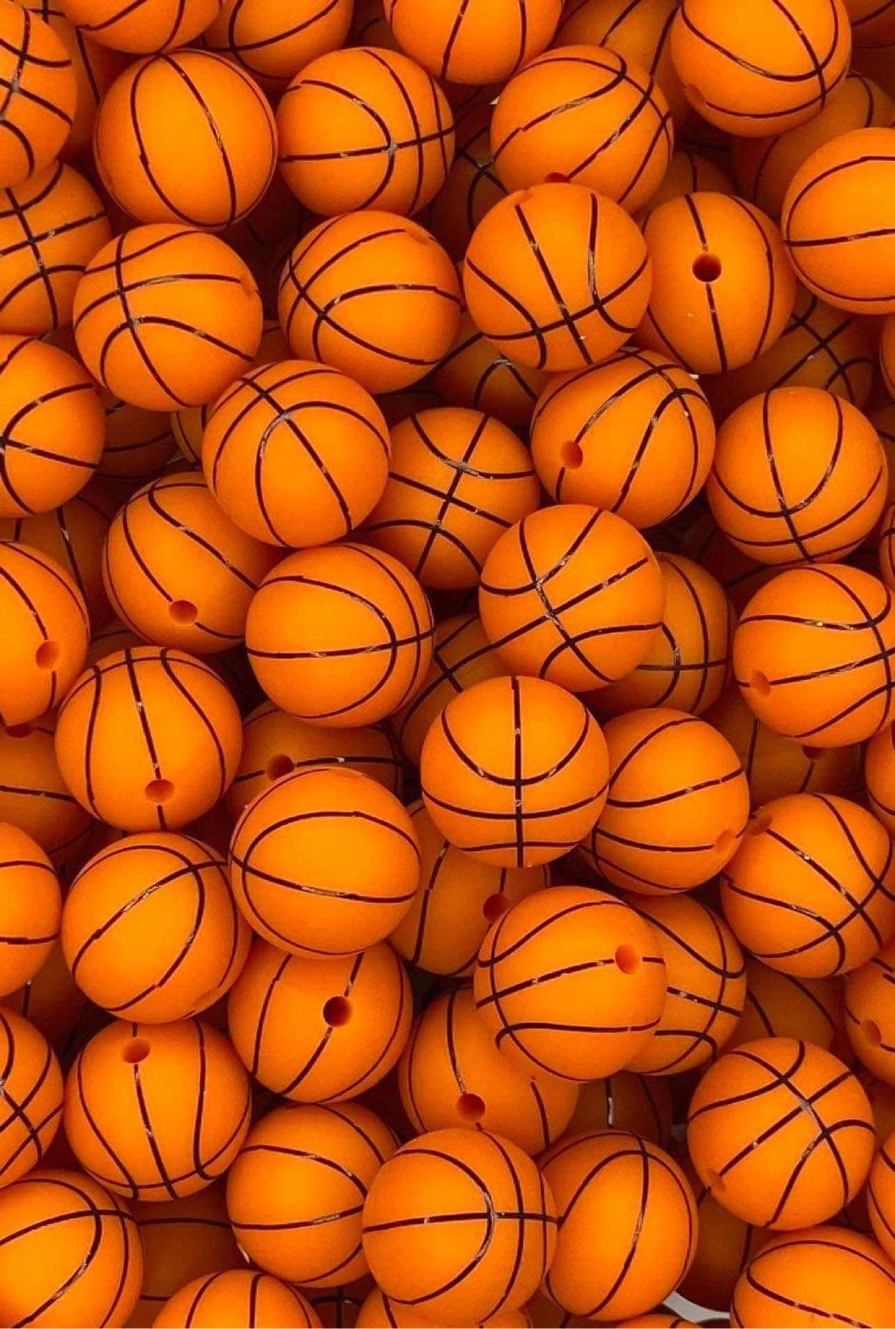 Perle de 15 mm imprimée basket-ball