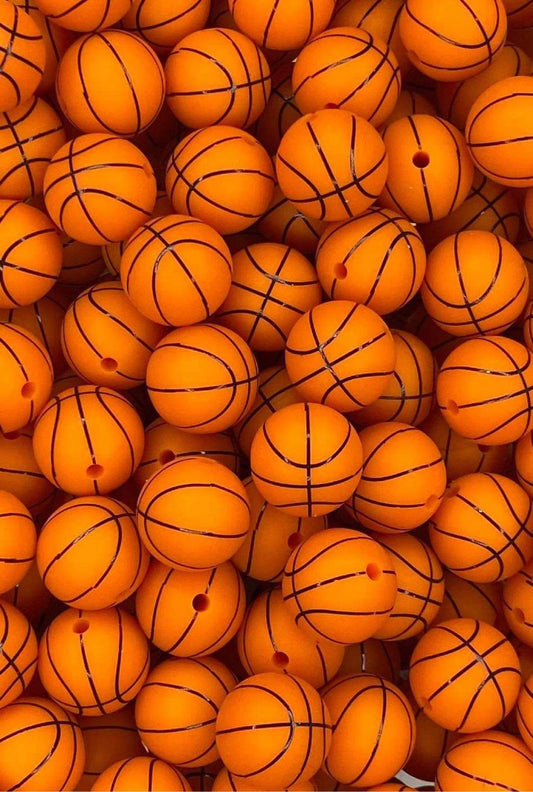 Perle de 15 mm imprimée basket-ball