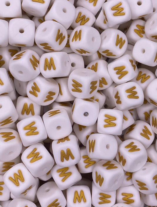 White/Gold MAMA 12mm Square Letters