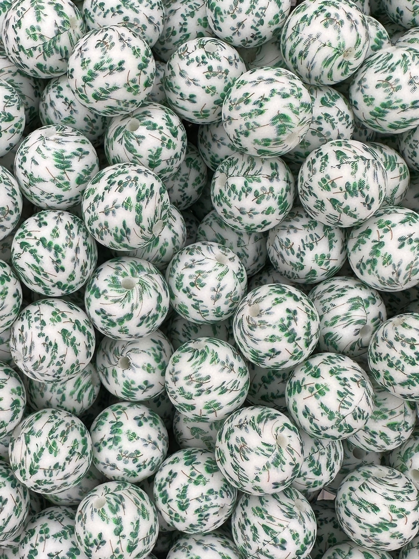 Botanical Leaves (Boss Babe) Printed 15mm Bead