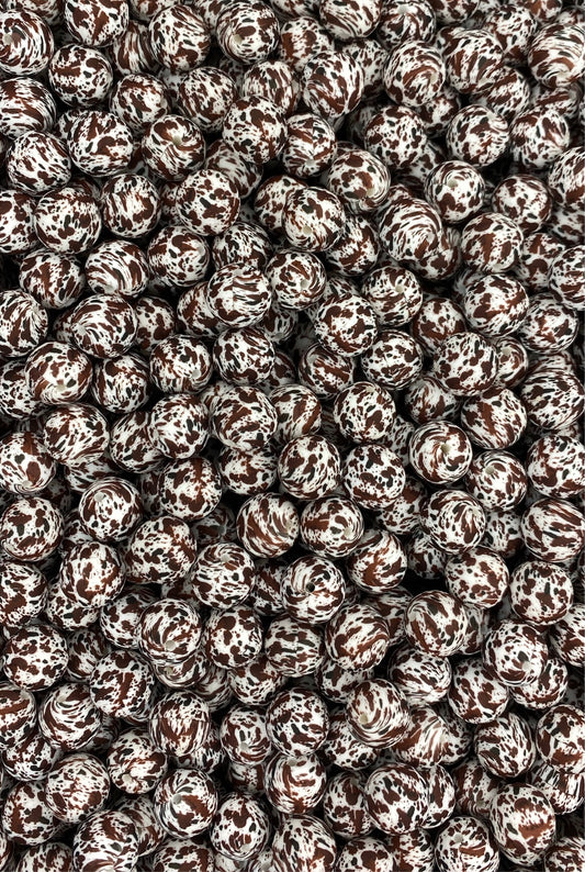 Création CTS : Perle de 15 mm imprimée vache marron