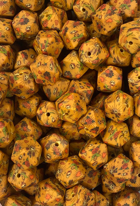 CTS Creation: Tattoo Style Printed 14mm Hexagon