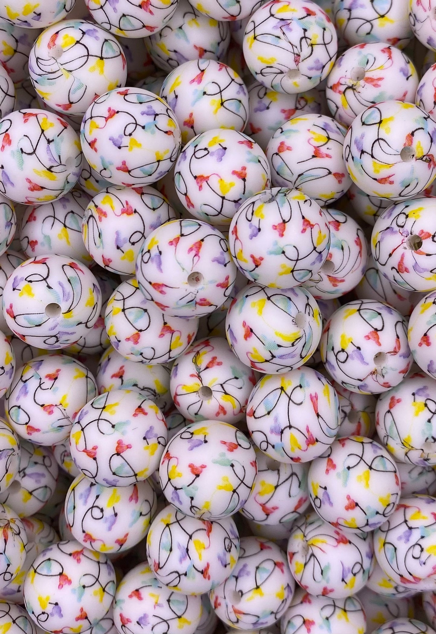 White Very Merry (Boss Babe) Printed 15mm Bead