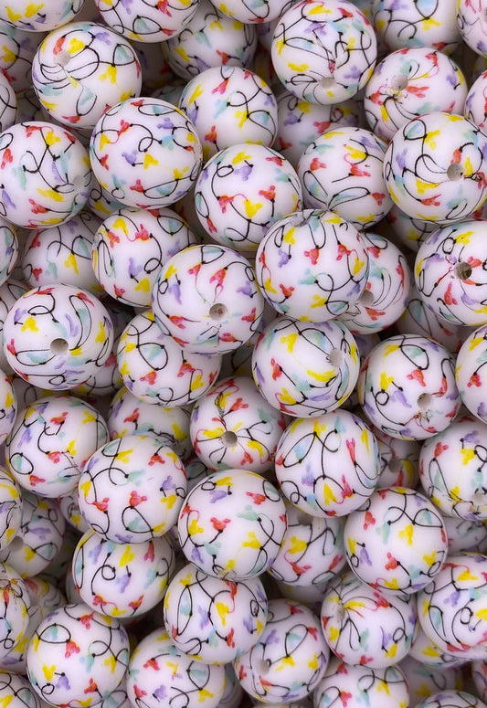 White Very Merry (Boss Babe) Printed 15mm Bead