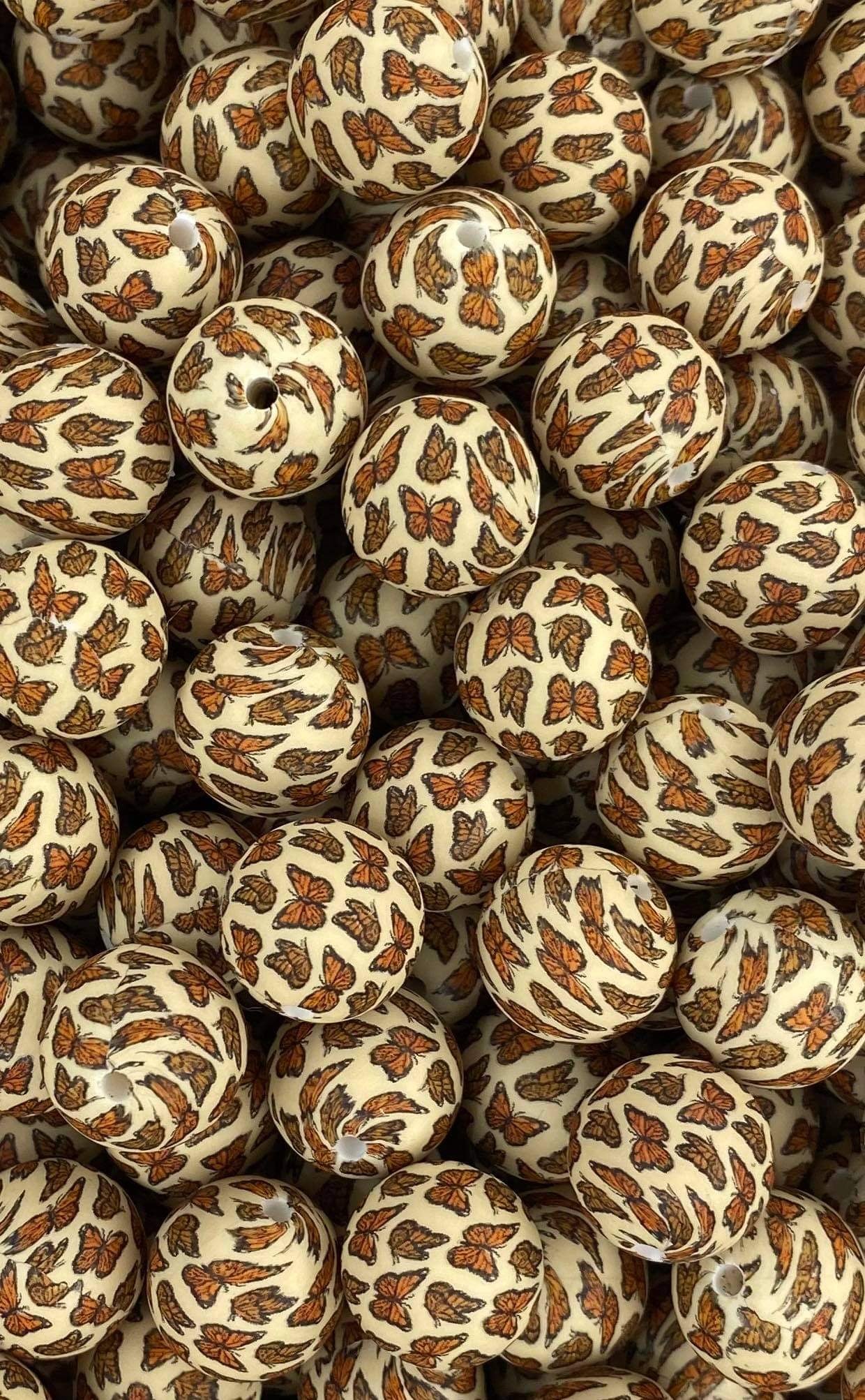 Perle imprimée de baisers de papillon de 15 mm