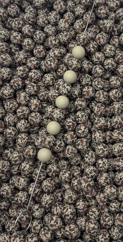 CTS Creation: Silver Sage  Brown Cow Printed 15mm Bead