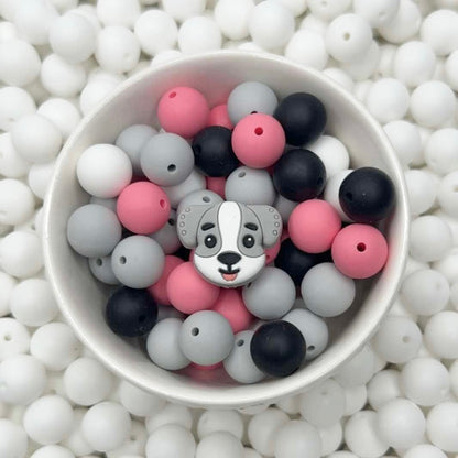 Grey Puppy Focal Bead