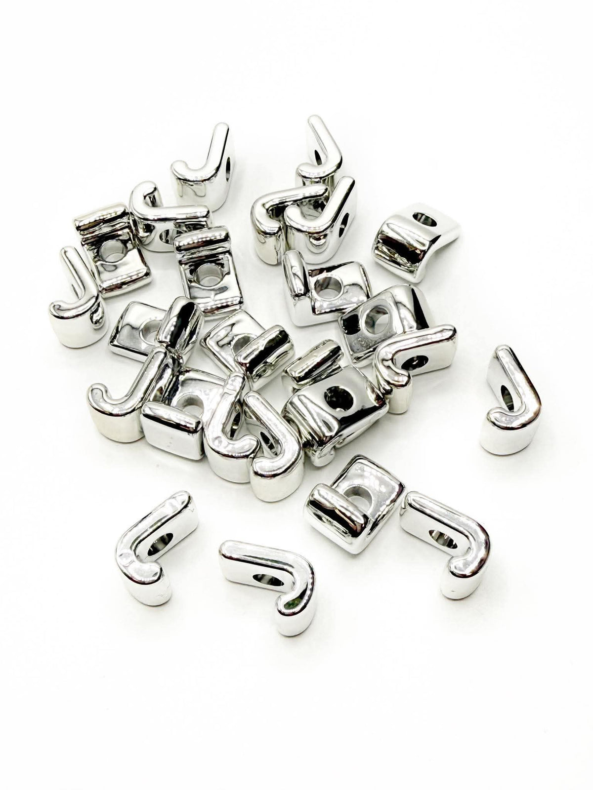 Silver Acrylic Large 20mm HORIZONTAL Hole Letter Beads