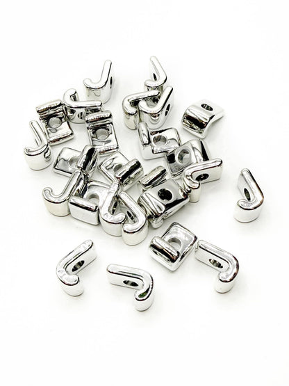Silver Acrylic Large 20mm HORIZONTAL Hole Letter Beads