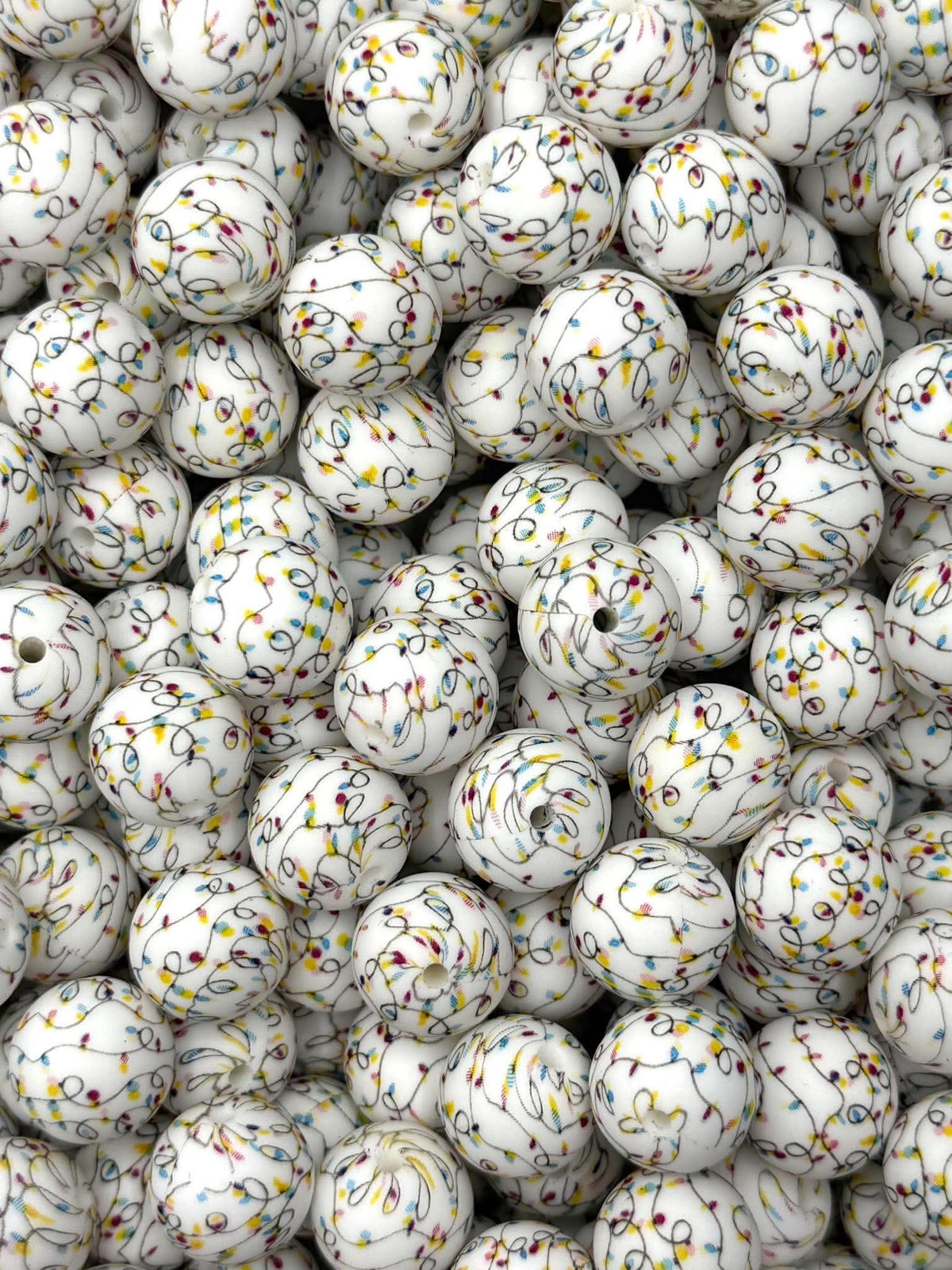 Christmas Lights Printed 15mm Bead