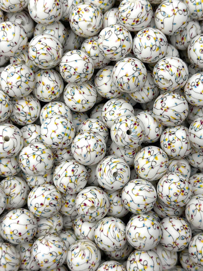 Christmas Lights Printed 15mm Bead