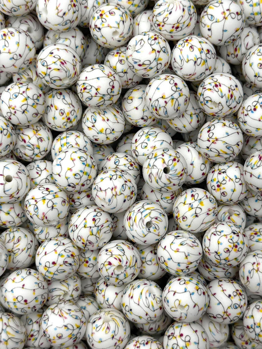 Perle de 15 mm imprimée de lumières de Noël