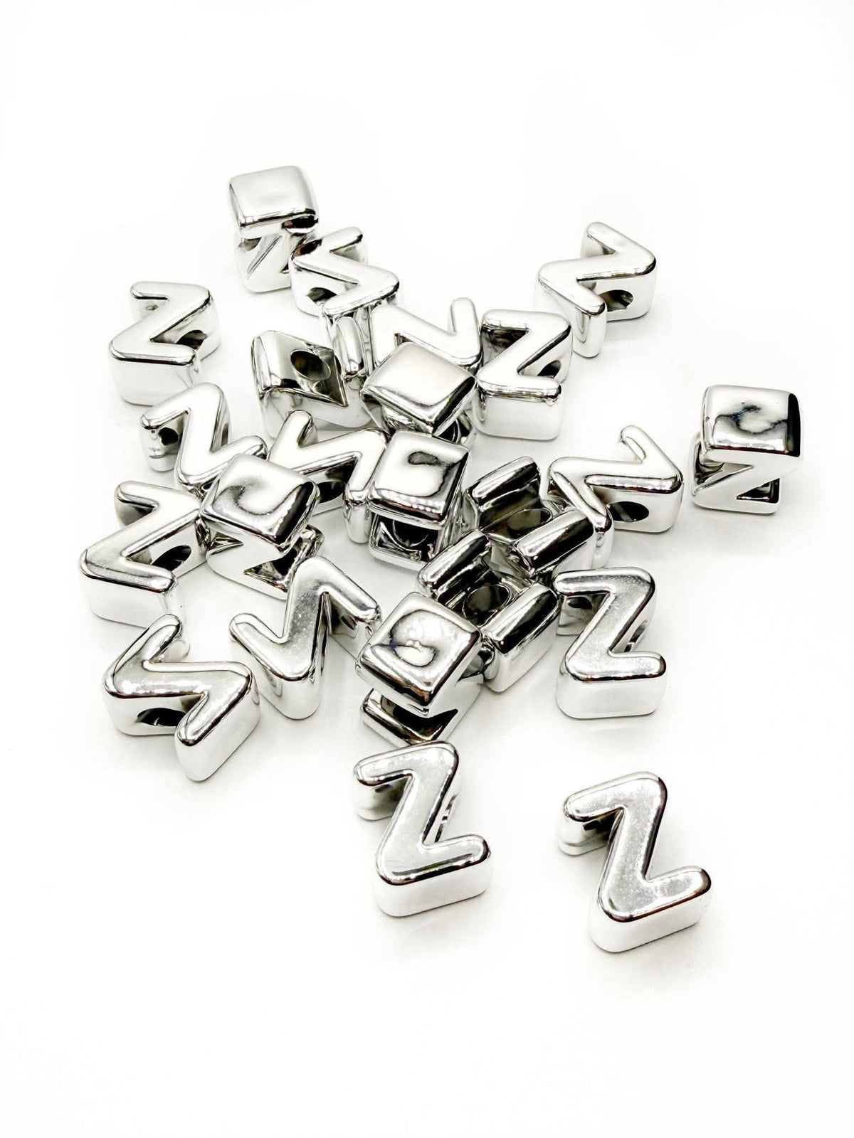 Silver Acrylic Large 20mm HORIZONTAL Hole Letter Beads