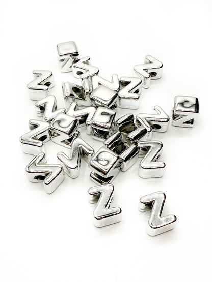 Silver Acrylic Large 20mm HORIZONTAL Hole Letter Beads