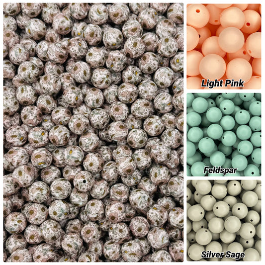 Blooming Boho Printed 15mm Bead