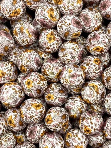 Dainty Daisy Printed 15mm Bead