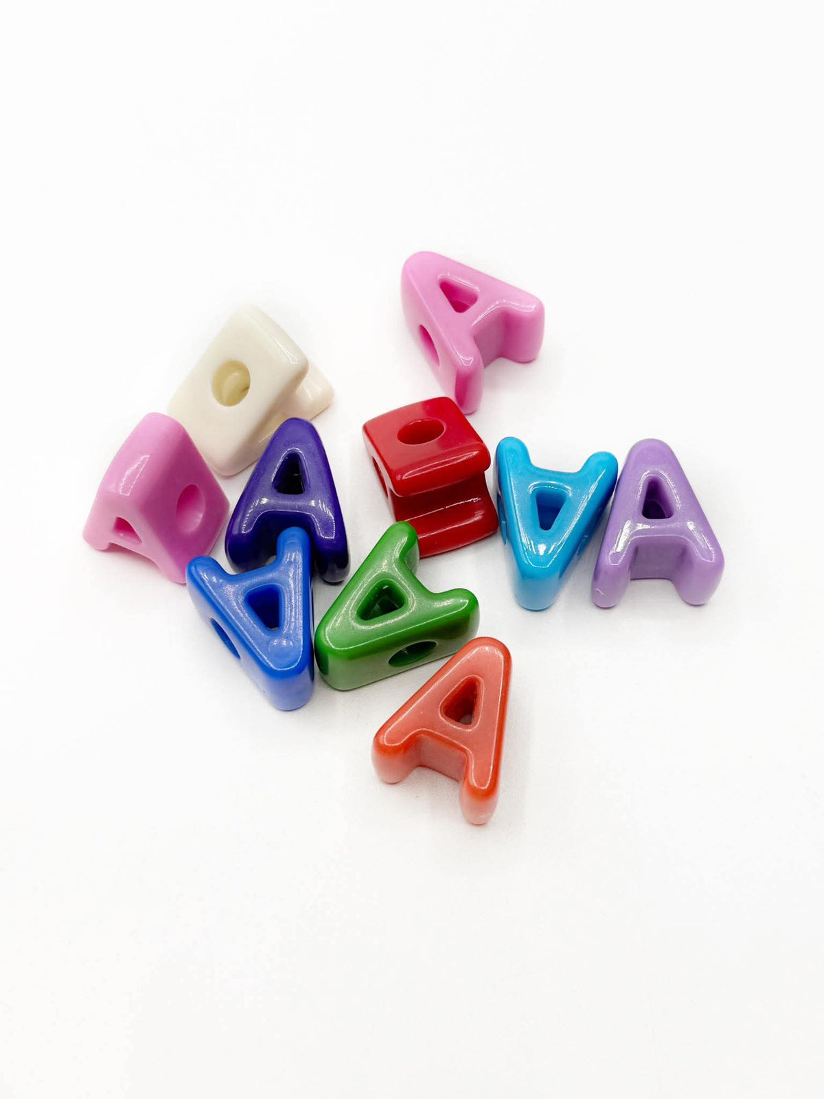 Mixed Primary SOLID Random Color Acrylic Large 20mm HORIZONTAL Hole Letter Beads