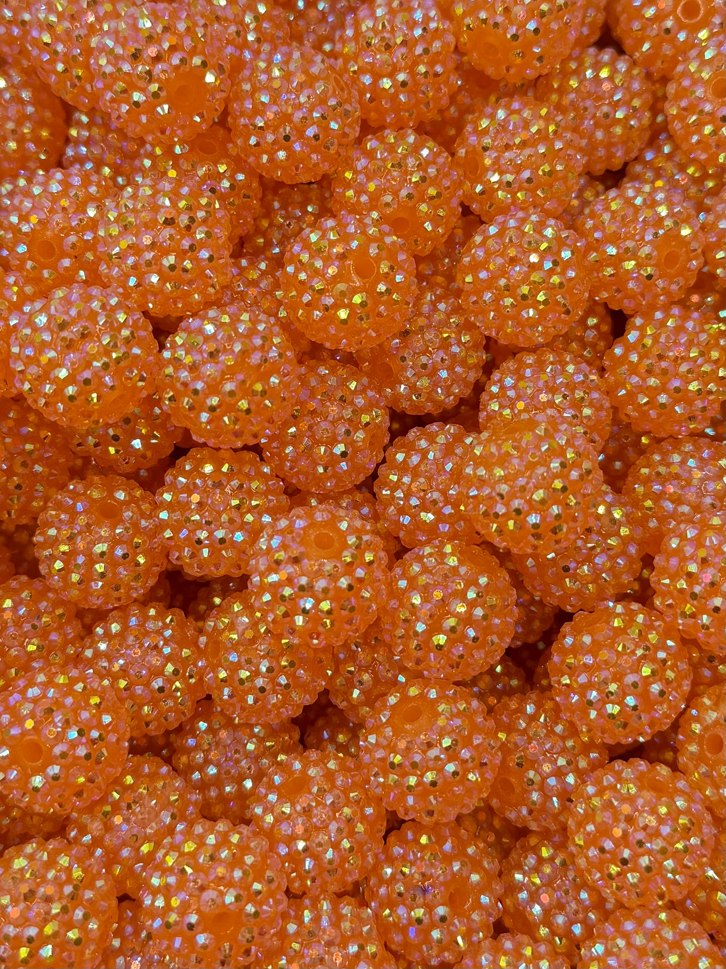 Nectarine Iridescent Rhinestone 20mm Acrylic Bead