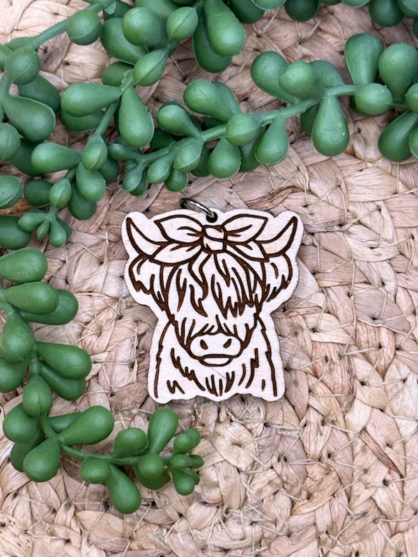 Highland Cutie Cow Wooden Key Tag #25