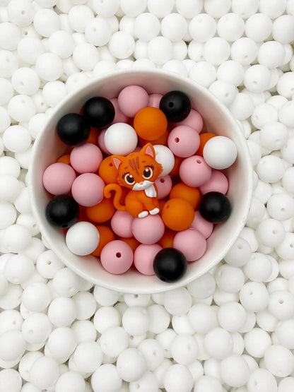 3D Orange Kitten Focal Bead