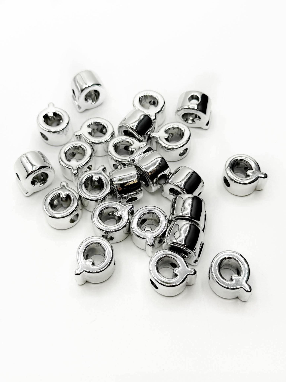 Silver Acrylic Large 20mm HORIZONTAL Hole Letter Beads