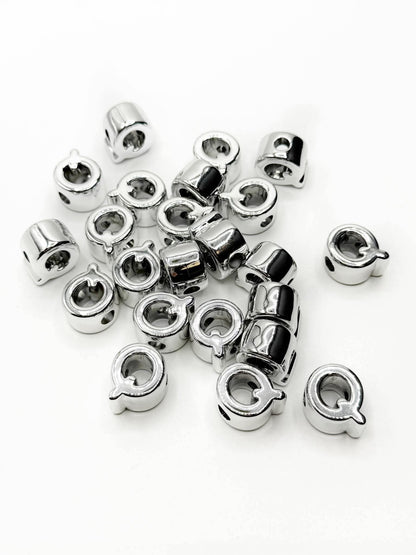 Silver Acrylic Large 20mm HORIZONTAL Hole Letter Beads