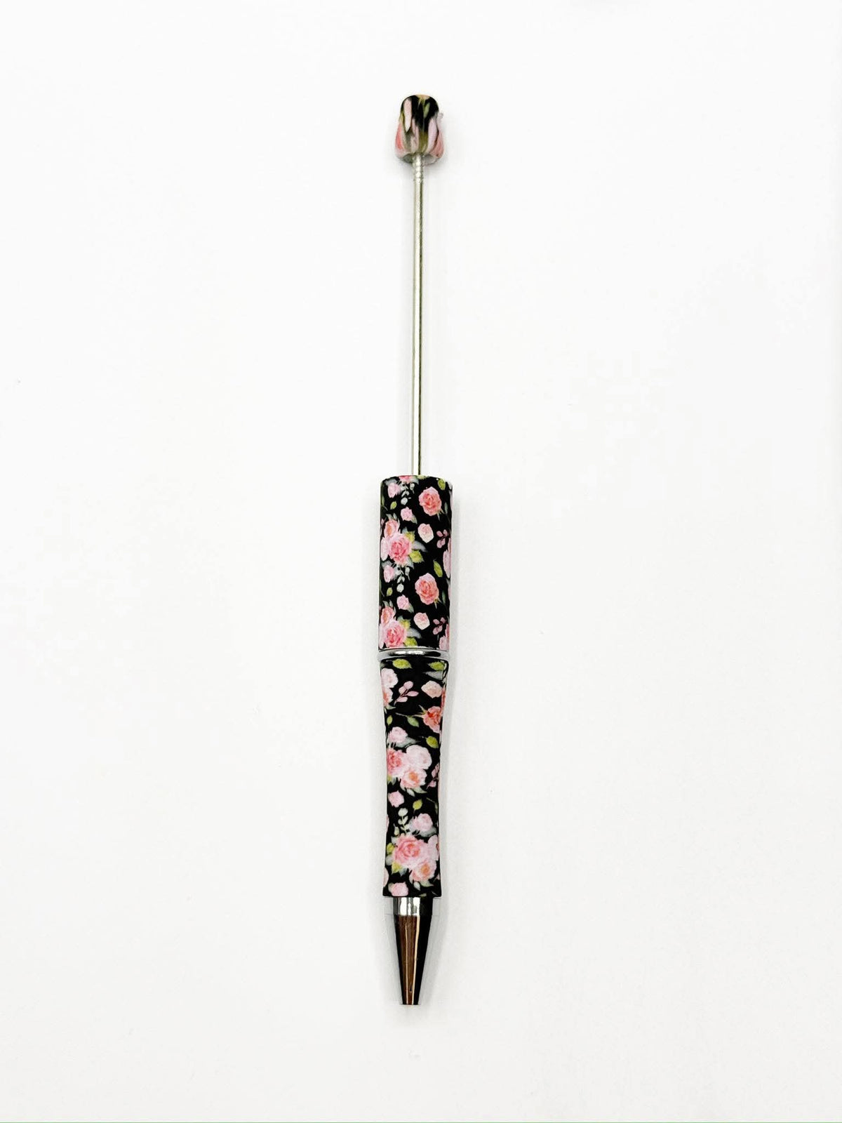 CTS Creation : Stylo à billes en plastique imprimé floral rose noir ** Brevet en instance **