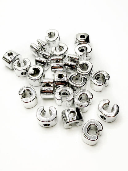 Silver Acrylic Large 20mm HORIZONTAL Hole Letter Beads