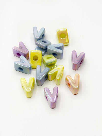 Mixed Pastel SOLID Random Color Acrylic Large 20mm HORIZONTAL Hole Letter Beads