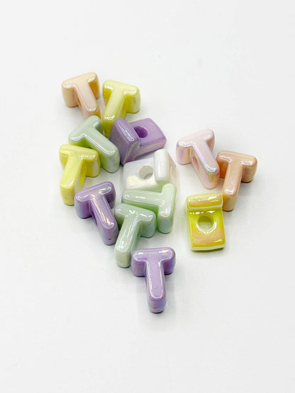 Mixed Pastel SOLID Random Color Acrylic Large 20mm HORIZONTAL Hole Letter Beads