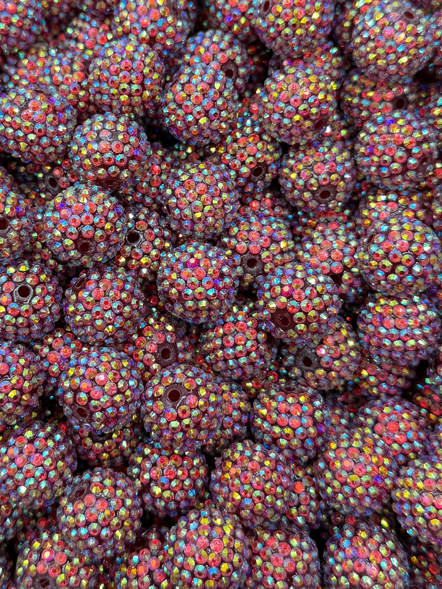 Red Iridescent Rhinestone 20mm Acrylic Bead