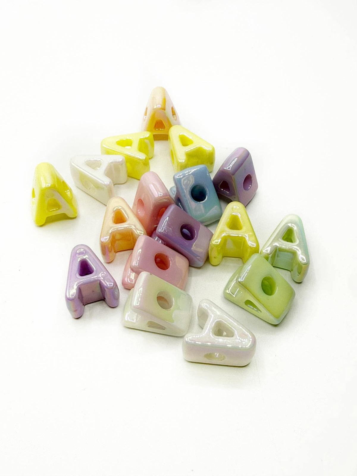 Mixed Pastel SOLID Random Color Acrylic Large 20mm HORIZONTAL Hole Letter Beads