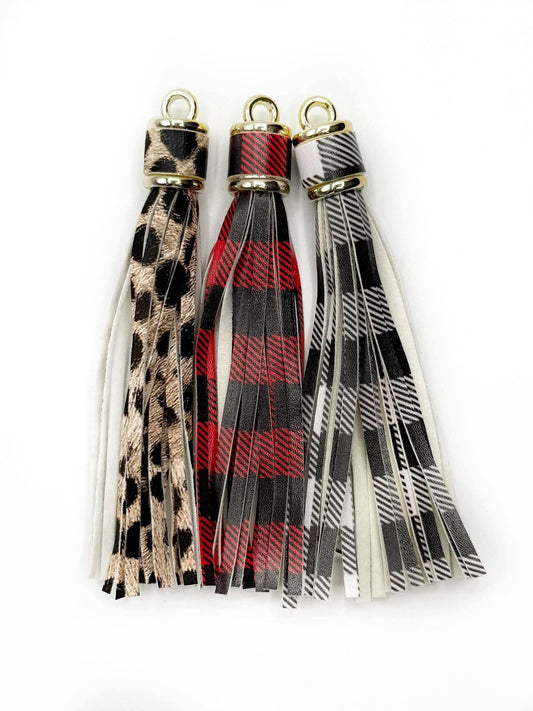 Printed Gold Hardware Leather Tassels