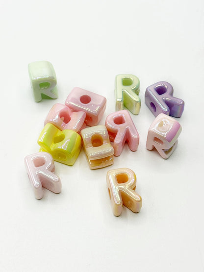 Mixed Pastel SOLID Random Color Acrylic Large 20mm HORIZONTAL Hole Letter Beads