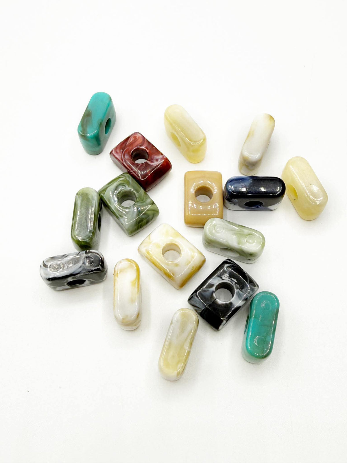 Mixed MARBLE Random Color Acrylic Large 20mm HORIZONTAL Hole Letter Beads