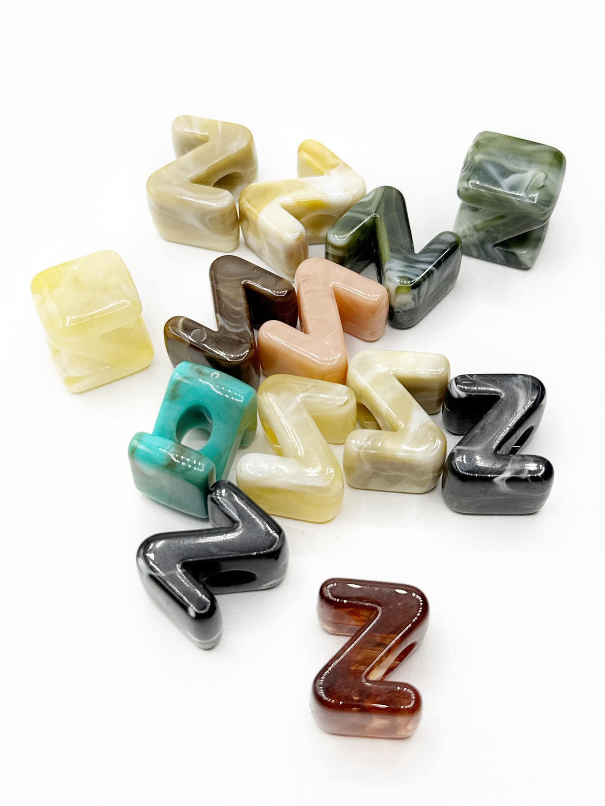 Mixed MARBLE Random Color Acrylic Large 20mm HORIZONTAL Hole Letter Beads
