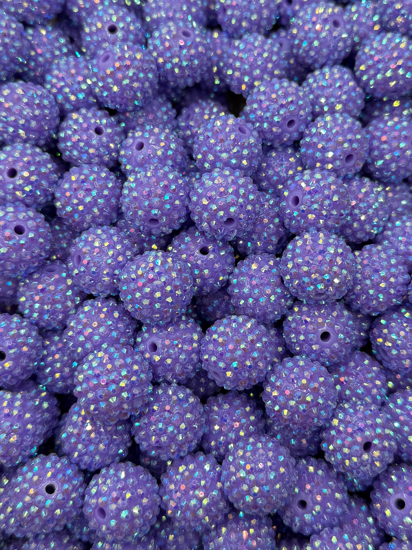 Purple Iridescent Rhinestone 20mm Acrylic Bead