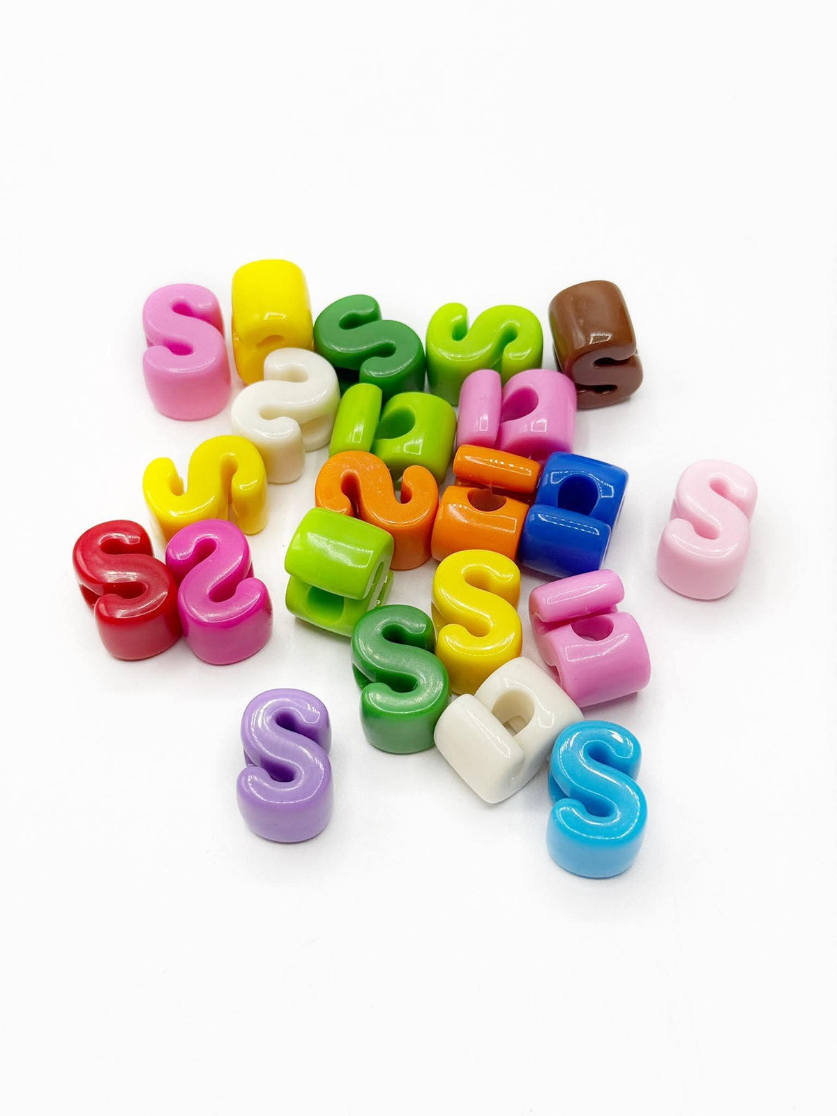 Mixed Primary SOLID Random Color Acrylic Large 20mm HORIZONTAL Hole Letter Beads
