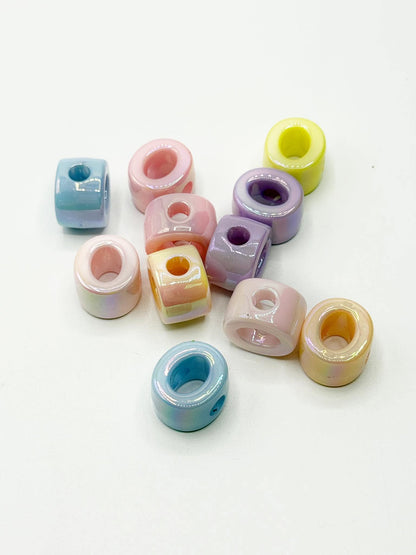 Mixed Pastel SOLID Random Color Acrylic Large 20mm HORIZONTAL Hole Letter Beads
