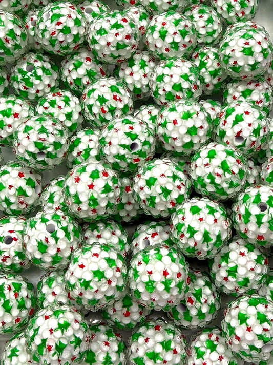 Rhinestone Evergreen & Stars 20mm Acrylic Bead