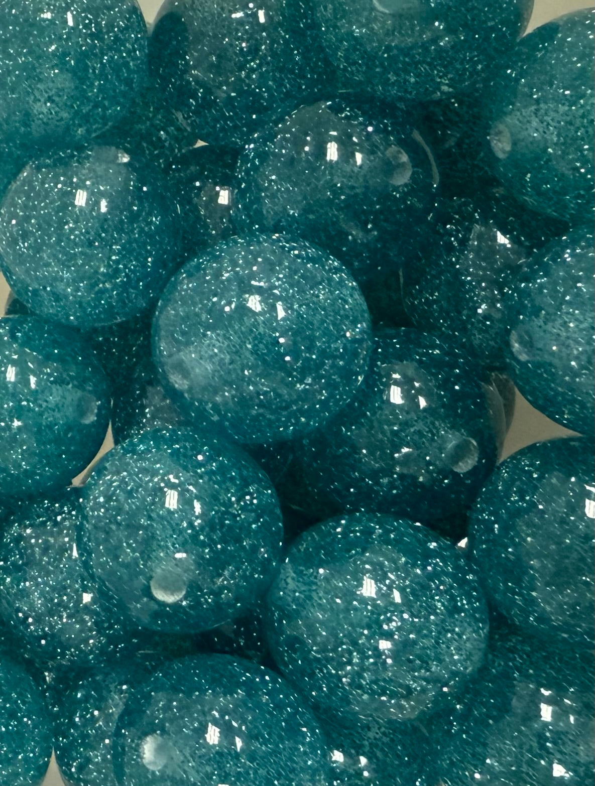 Blue Clear Glitter 20mm Acrylic Bead